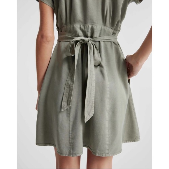 Quince Vintage Wash Tencel Button Front Dress Sage Green - Picture 4 of 10